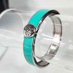 Tiffany Style Teal 7 Silvertone Bracelet 45015-032